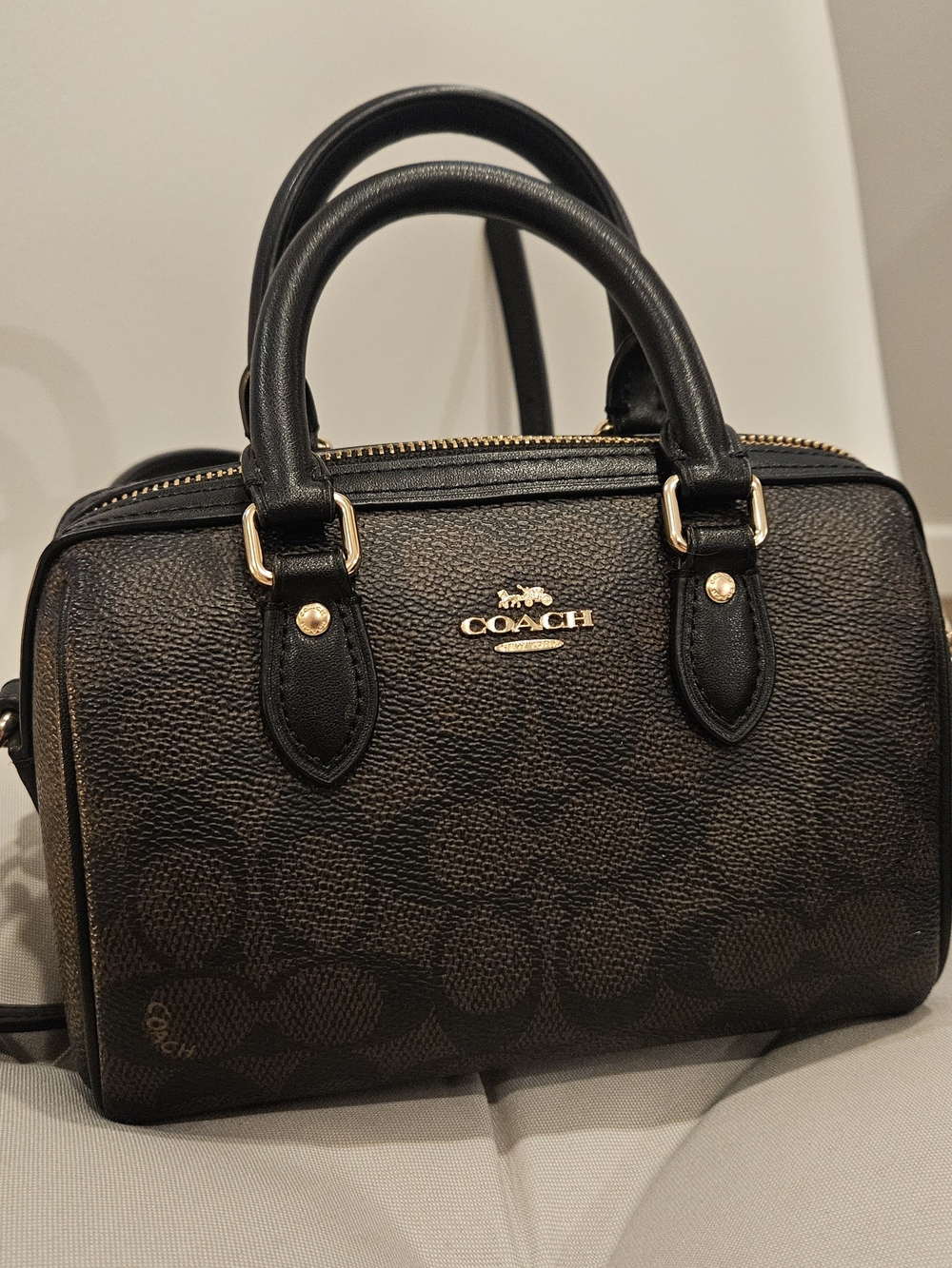 Coach Black Signature Canvas Small Satchel